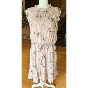 Loft Dress Pink Floral Print Sleeveless Coastal Cowgirl Cottagecore Coquette